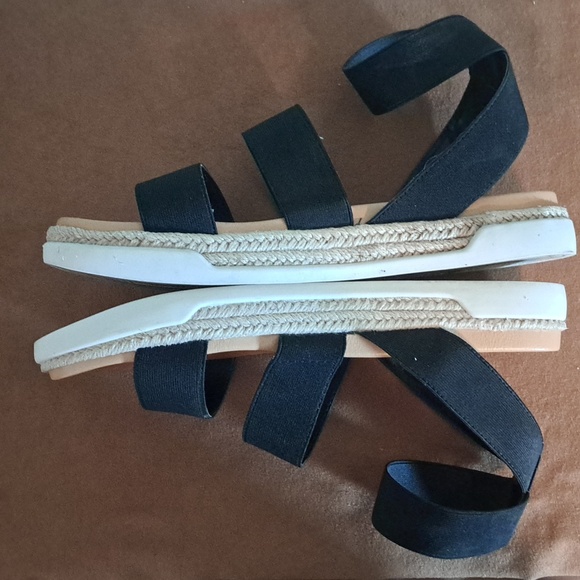 Black Strappy Espadrille Sandals A.N.A. size 9 - Picture 7 of 8